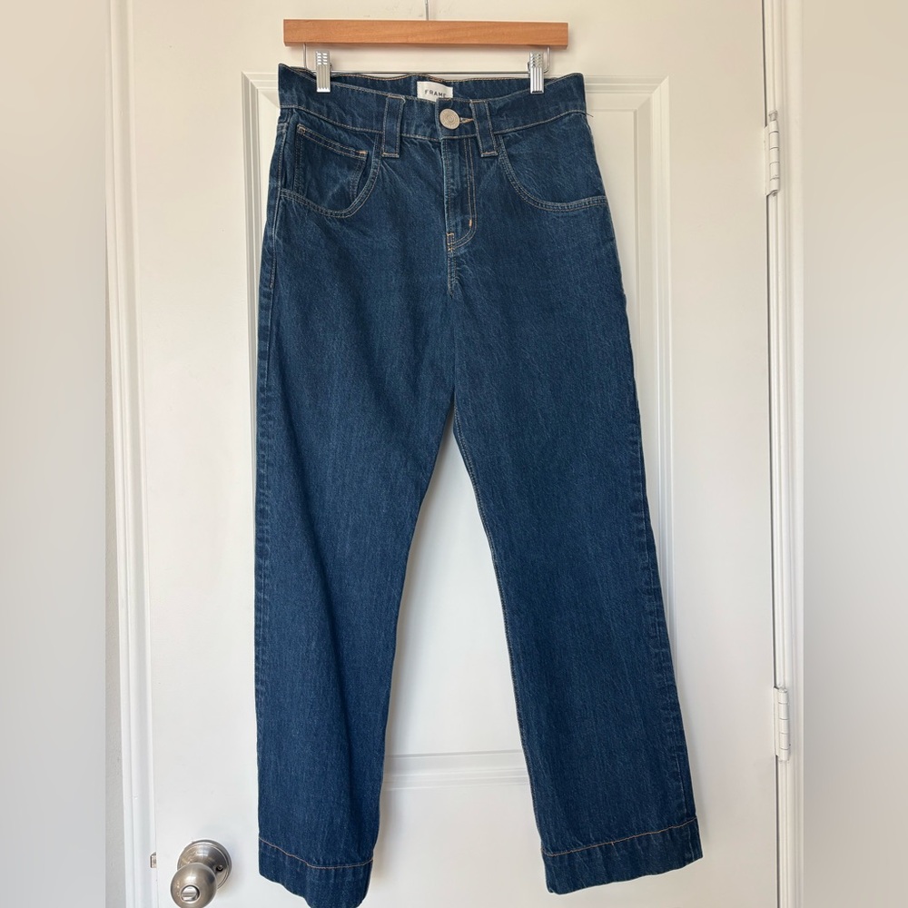 FRAME Denim Oversized Detail Denim Pant -‎ Rinse Size 27